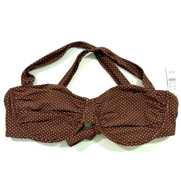 New J Crew Ruched Underwire Bikini Top Polka Dot Sable BF259 - Picture 2 of 6